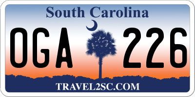 SC license plate OGA226