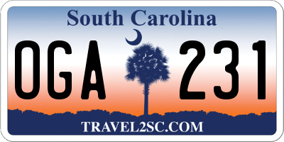 SC license plate OGA231