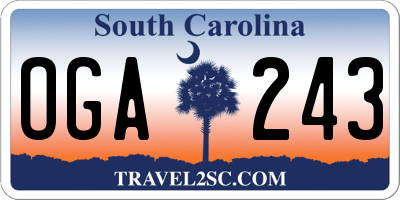 SC license plate OGA243