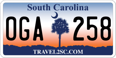 SC license plate OGA258