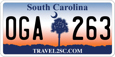 SC license plate OGA263