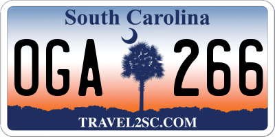 SC license plate OGA266