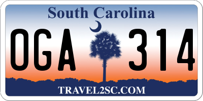 SC license plate OGA314