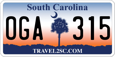SC license plate OGA315