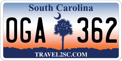 SC license plate OGA362