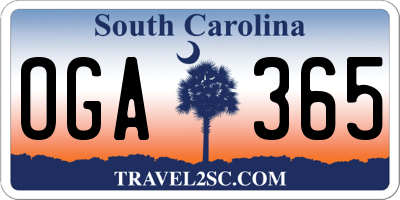 SC license plate OGA365