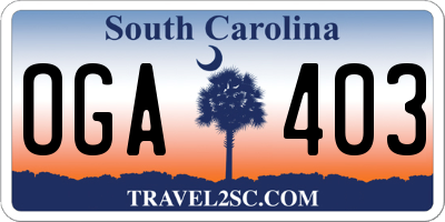 SC license plate OGA403