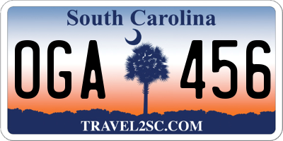 SC license plate OGA456