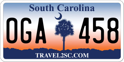 SC license plate OGA458