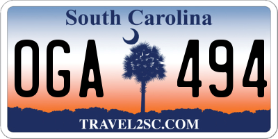 SC license plate OGA494