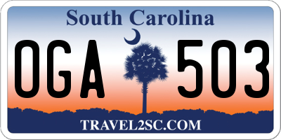 SC license plate OGA503