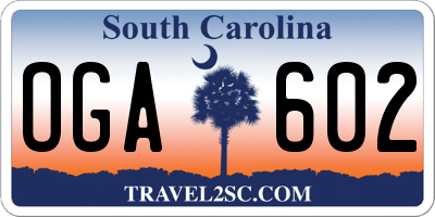 SC license plate OGA602