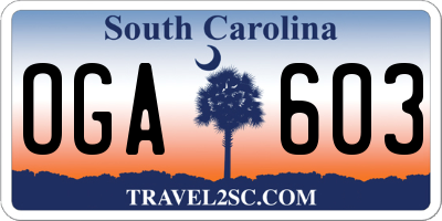 SC license plate OGA603