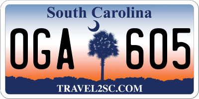 SC license plate OGA605