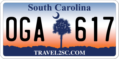 SC license plate OGA617