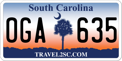SC license plate OGA635
