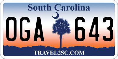 SC license plate OGA643