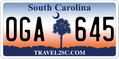 SC license plate OGA645