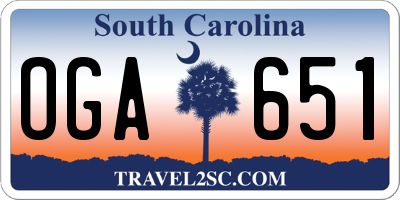 SC license plate OGA651