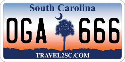 SC license plate OGA666