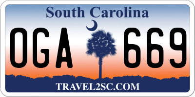 SC license plate OGA669