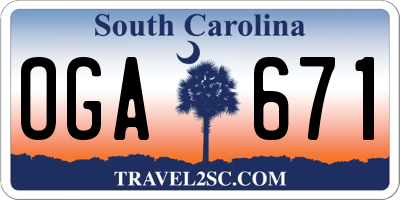 SC license plate OGA671