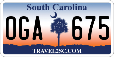 SC license plate OGA675