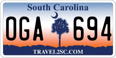 SC license plate OGA694
