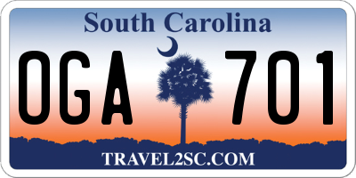 SC license plate OGA701