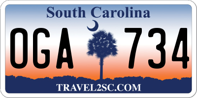 SC license plate OGA734