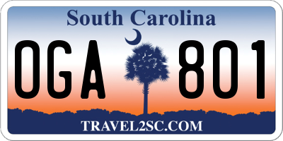 SC license plate OGA801
