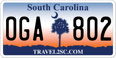 SC license plate OGA802