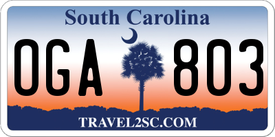 SC license plate OGA803