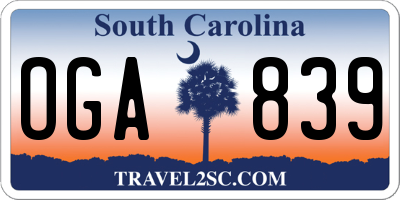 SC license plate OGA839