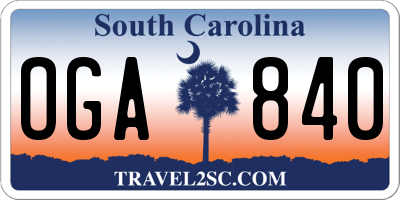 SC license plate OGA840