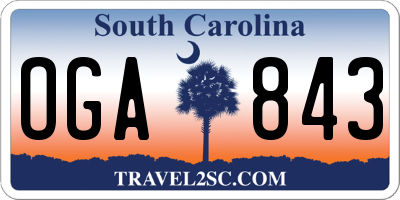 SC license plate OGA843