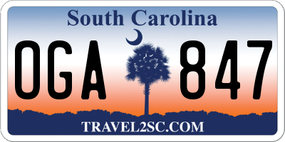 SC license plate OGA847