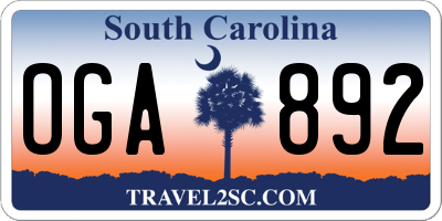 SC license plate OGA892