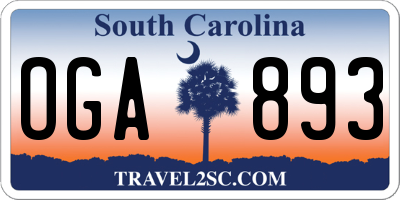 SC license plate OGA893