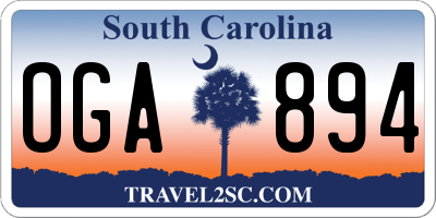 SC license plate OGA894
