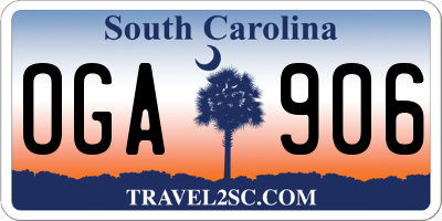 SC license plate OGA906