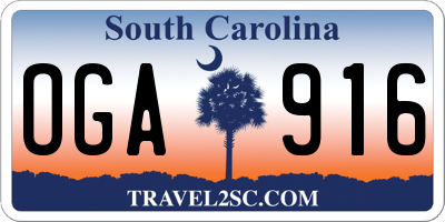 SC license plate OGA916
