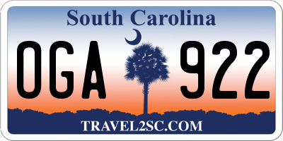 SC license plate OGA922