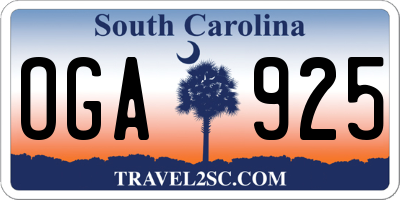 SC license plate OGA925