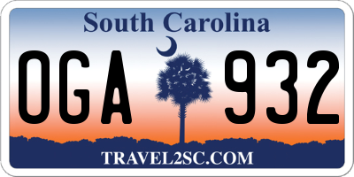SC license plate OGA932