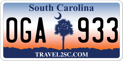 SC license plate OGA933