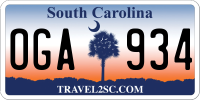 SC license plate OGA934