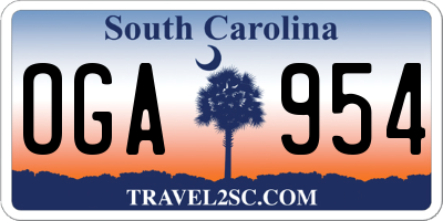 SC license plate OGA954
