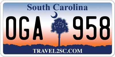 SC license plate OGA958