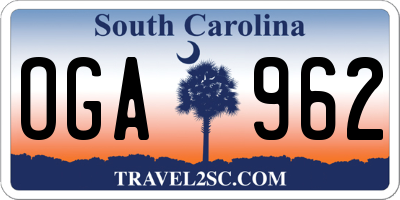 SC license plate OGA962